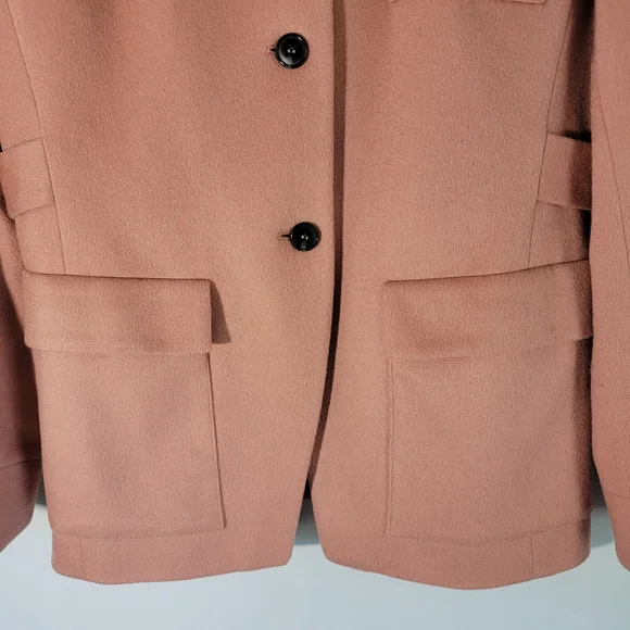 Anne Klein Salmon Pink/Peach 100% Cashmere Single Breasted Peacoat Blazer Size 8 - Picture 5 of 12